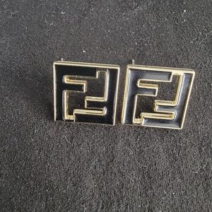 Fendi Black and Gold Square Cufflinks